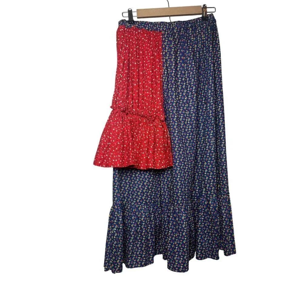 Rentrayage Designer One Of A Kind Floral Tiered Cotton Skirt Sz. Xs — image 5 of 6